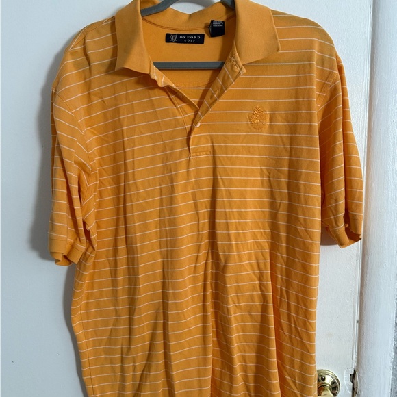 Oxford Men's Orange Striped Polo Shirt - Picture 1 of 3